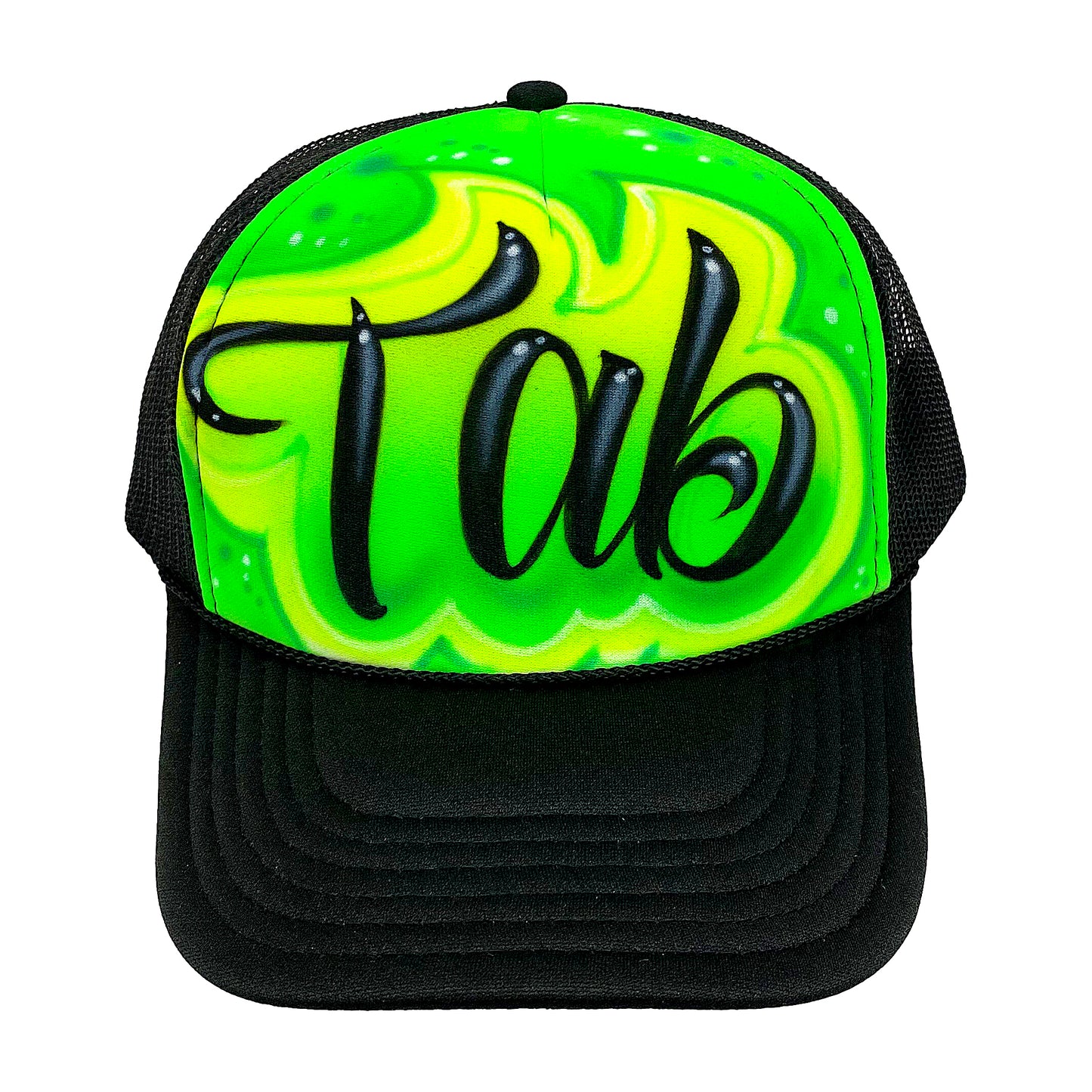 Custom Airbrushed outlined script Trucker Hat