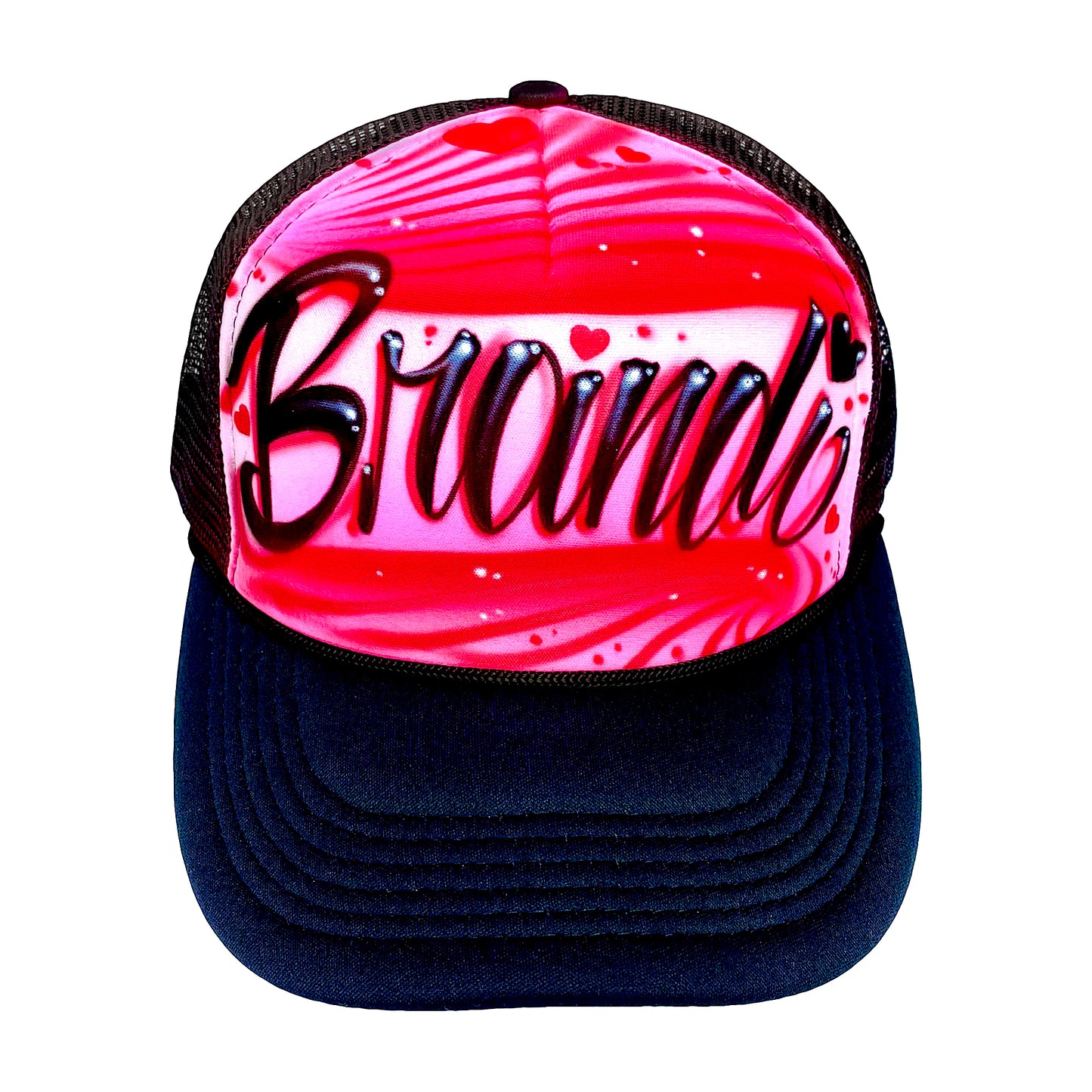Custom Airbrush Hearts script Trucker Hat