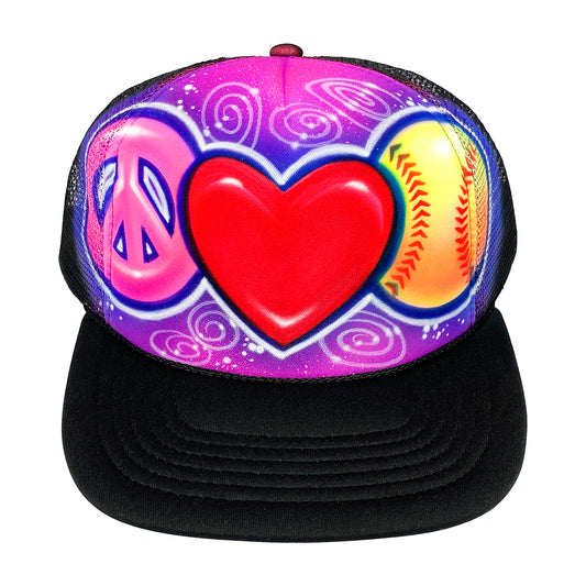 Airbrushed Softball Trucker Hat