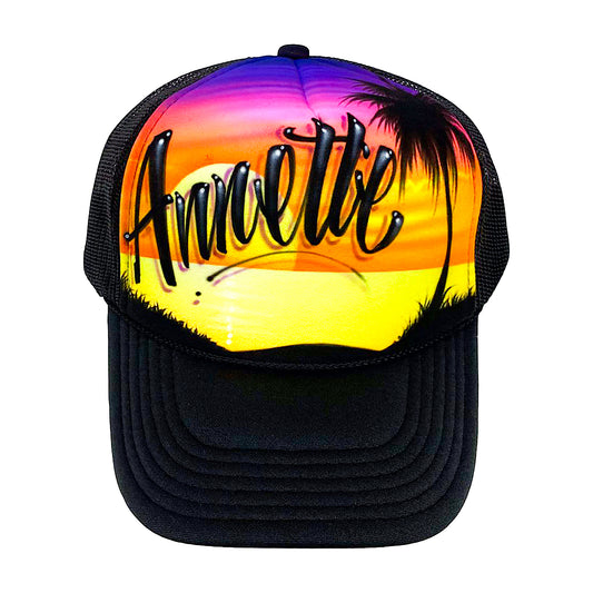 Tropical Island Custom Airbrushed Hat