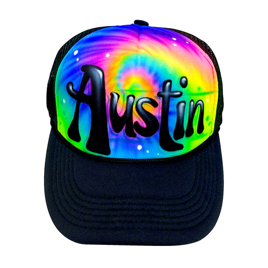 Custom Airbrush Tie Dye Trucker Hat