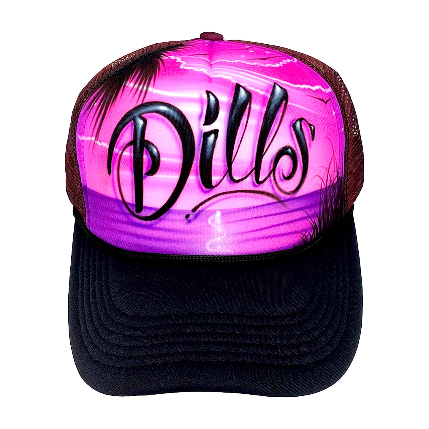 Airbrush Beach scene Trucker hat