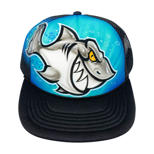 Custom Airbrushed Cool Shark Trucker Hat
