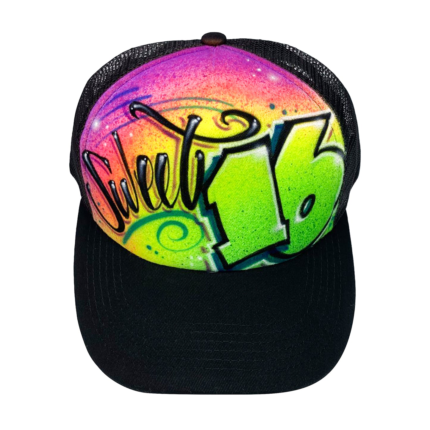 Custom Airbrushed Sweet 16 Trucker Hat