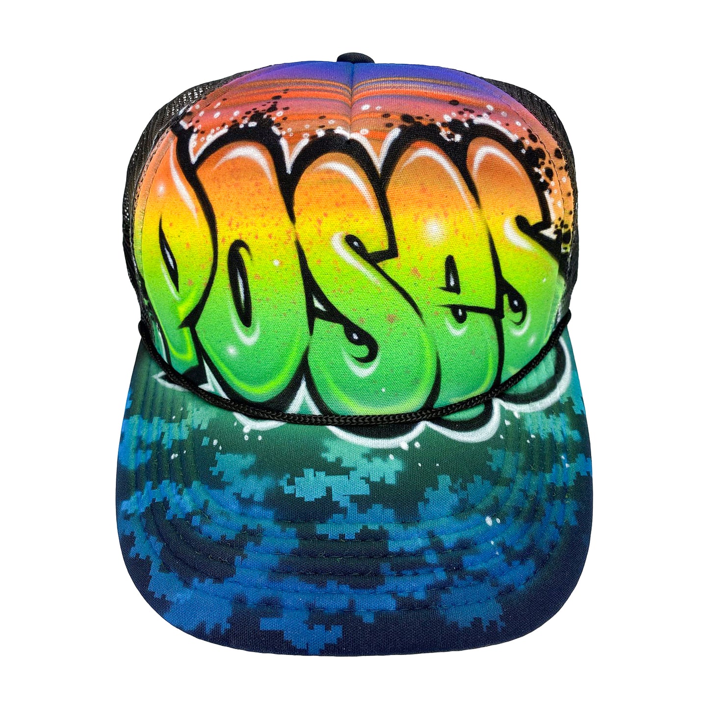 Airbrushed detailed Graffiti Trucker Hat