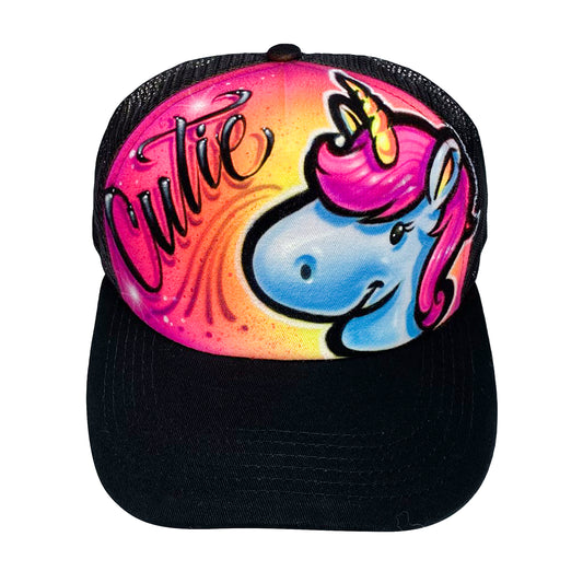 Custom Magical Unicorn Airbrushed Trucker Hat